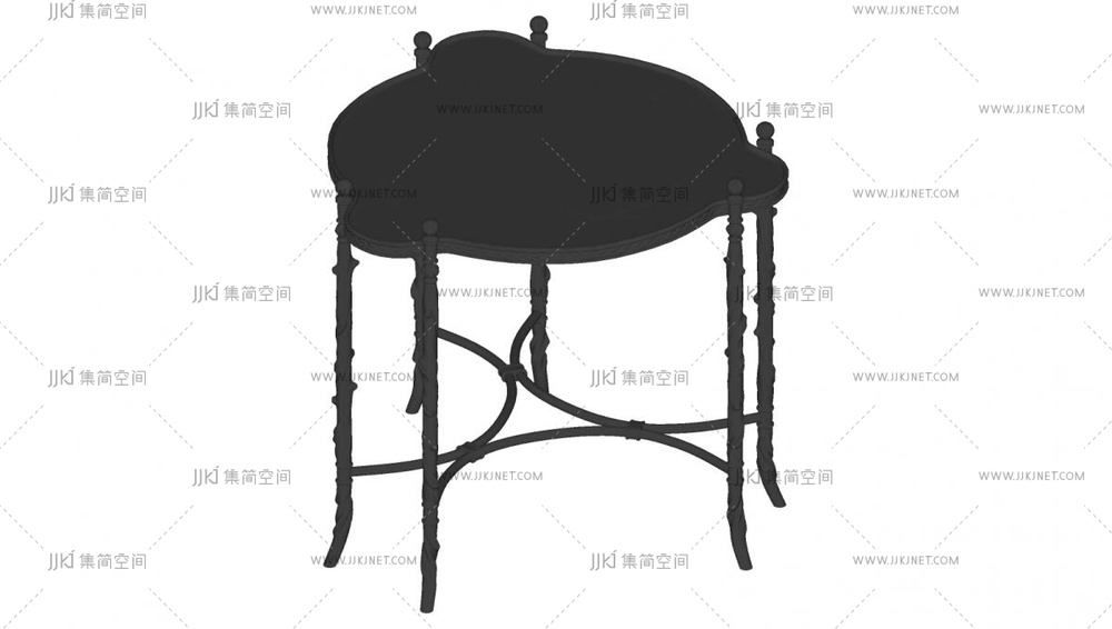 06-欧式古典边几，圆形边几su模型