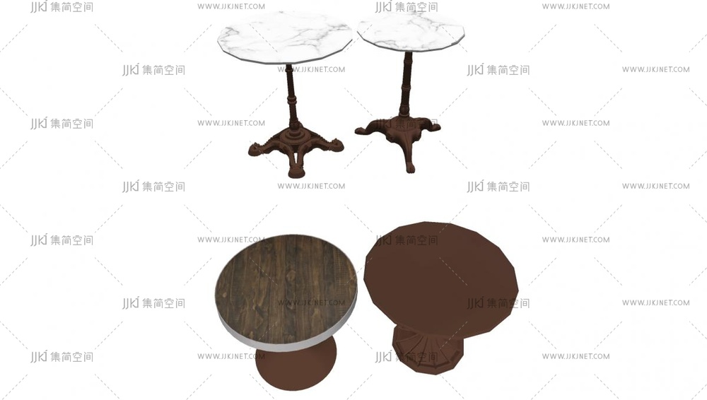 07-欧式金属大理石咖啡桌，圆形边几su模型
