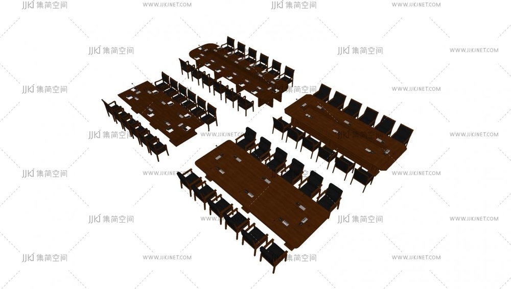 12-现代会议桌_党政机关单位_会议桌椅组合_洽谈桌椅_长条桌椅_办公桌椅su模型