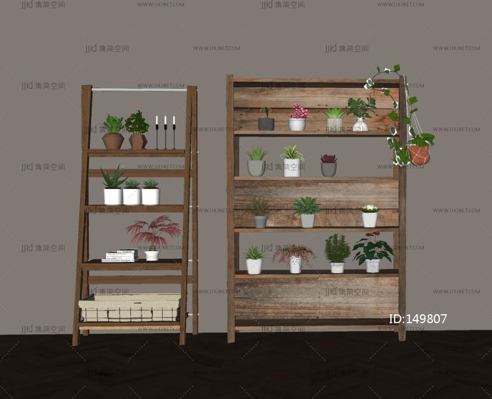 现代植物架_盆栽_现代绿植架SU模型