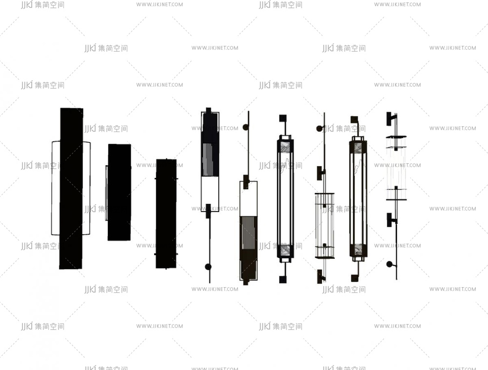 新中式壁灯组合_新中式壁灯SU模型