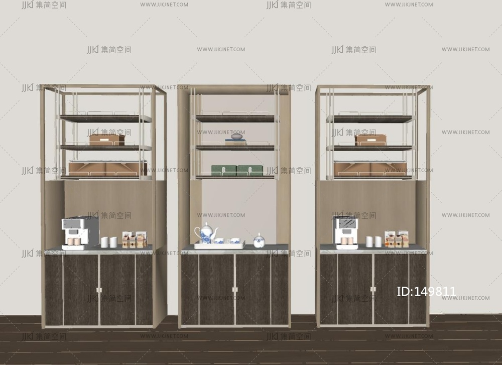 现代餐边柜_现代酒店餐厅_餐边柜_水吧柜_茶水柜SU模型