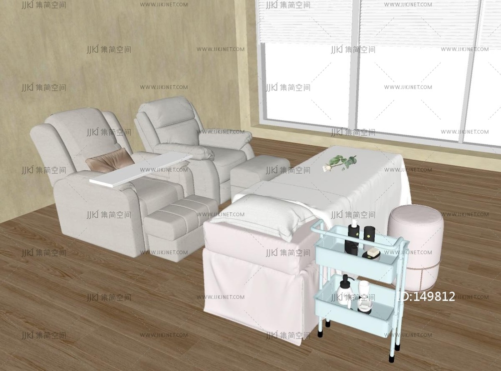 现代按摩椅，按摩床SU模型