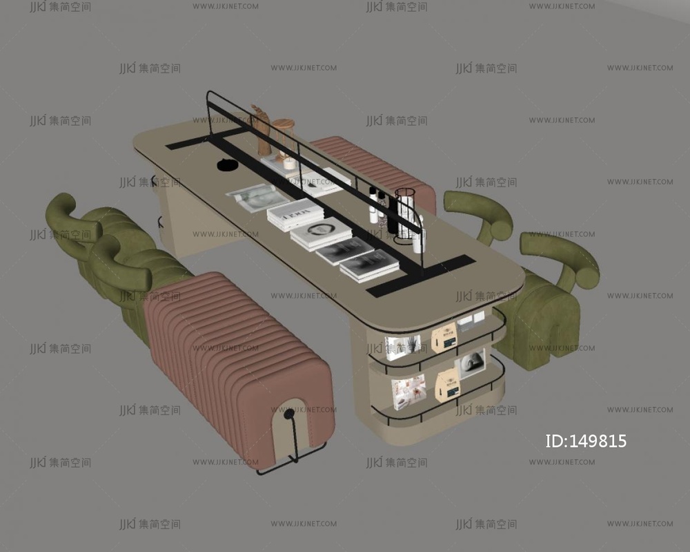 现代书桌椅_现代手工坊_书桌椅_长条桌SU模型