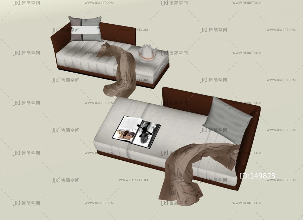 现代沙发凳_现代贵妃椅SU模型