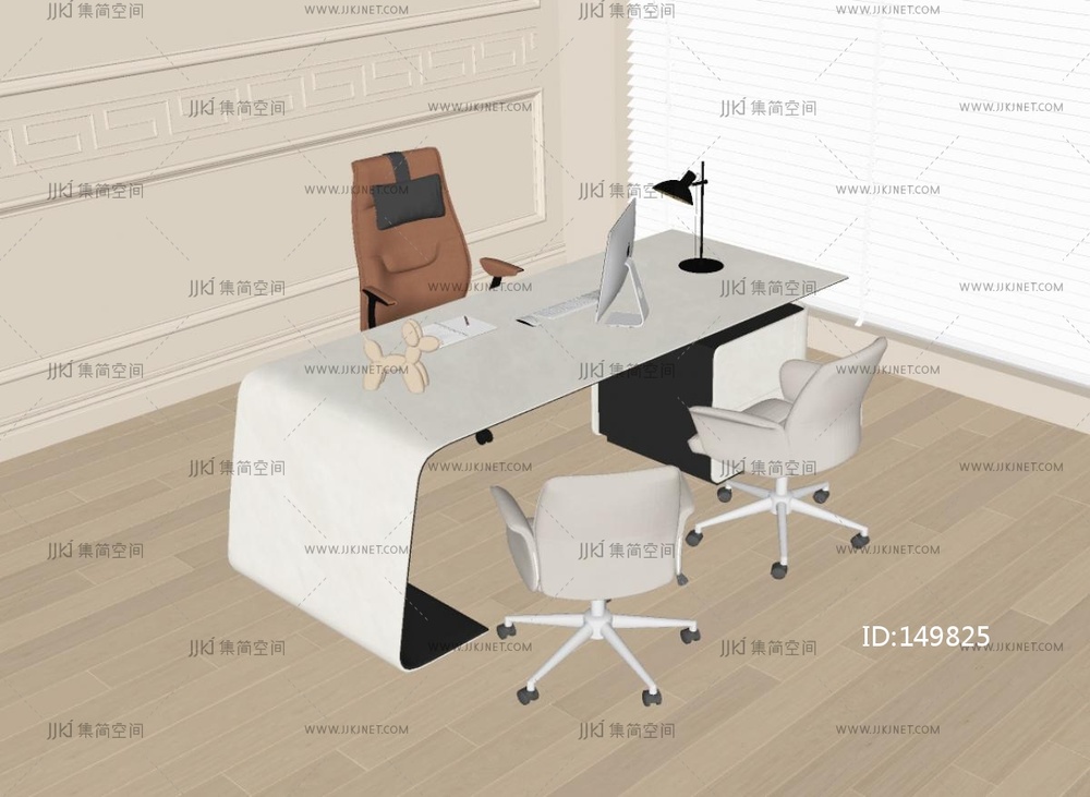 现代办公桌椅_办公椅_班台桌_老板办公桌椅SU模型