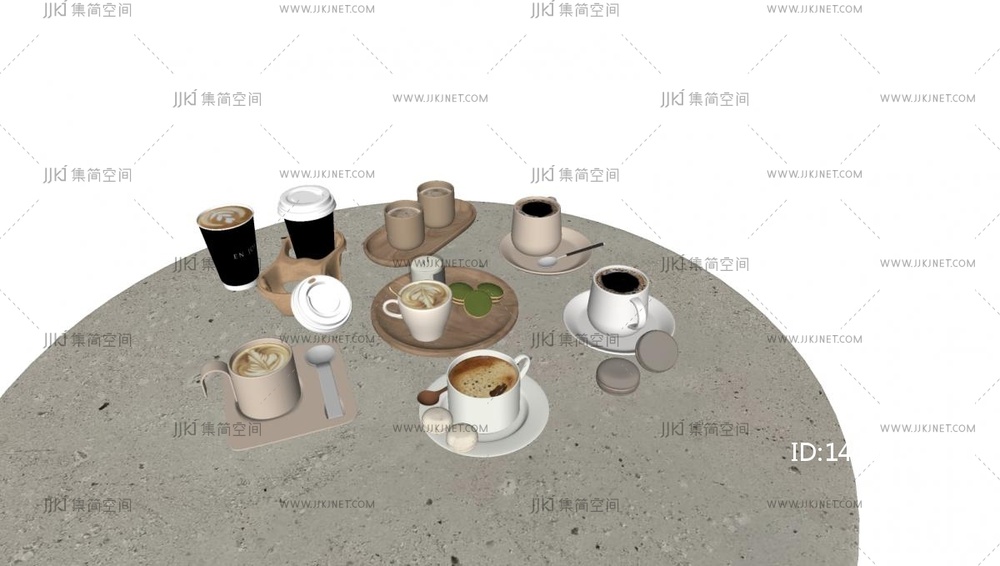 08-咖啡杯，奶茶糕点下午茶，托盘，su模型