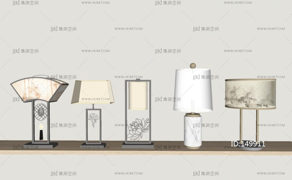 现代台灯组合_现代台灯SU模型