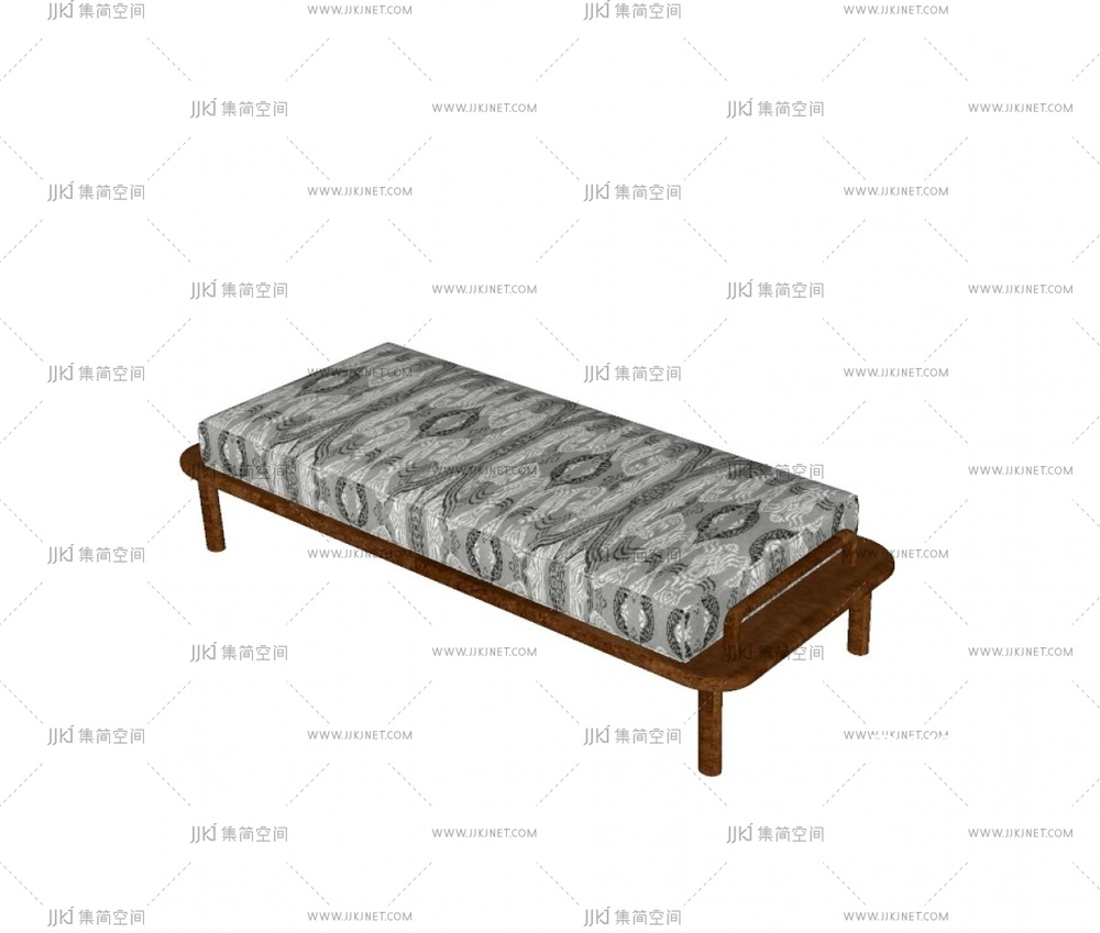 新中式中式床尾凳_长凳SU模型