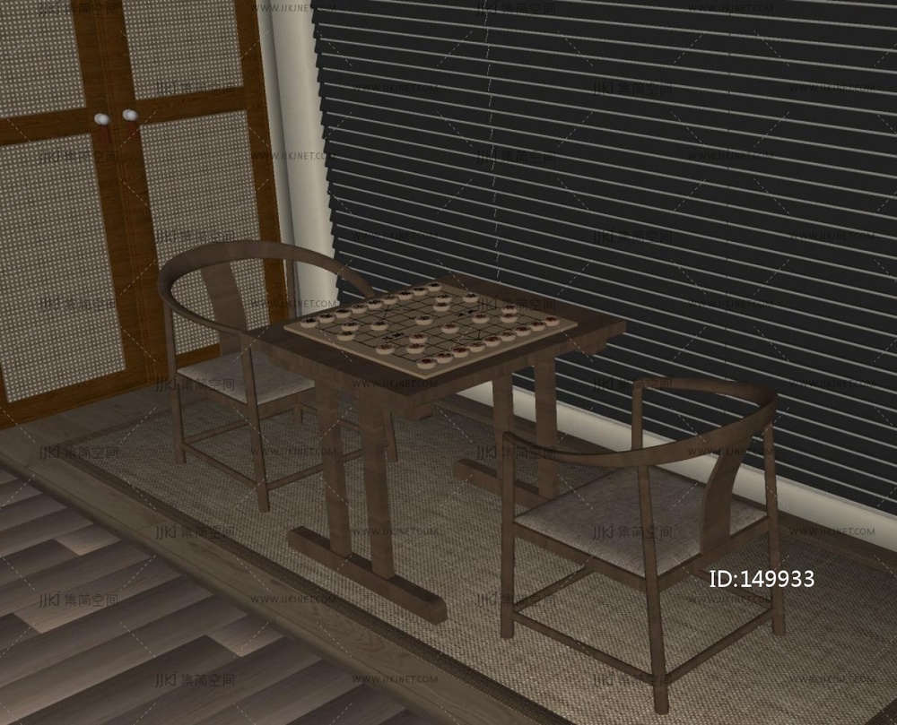 新中式茶桌_新中式娱乐桌SU模型