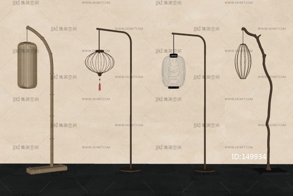 新中式落地灯_新中式落地灯SU模型