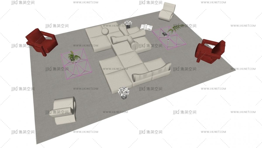 07WHYGARDEN现代组合沙发_沙发茶几组合_模块沙发_单人沙发su模型