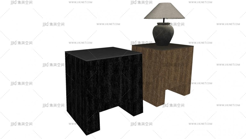 15-中古侘寂床头柜_锤纹柚木_谢柯_巴瓦_非洲手工家具_原木su模型