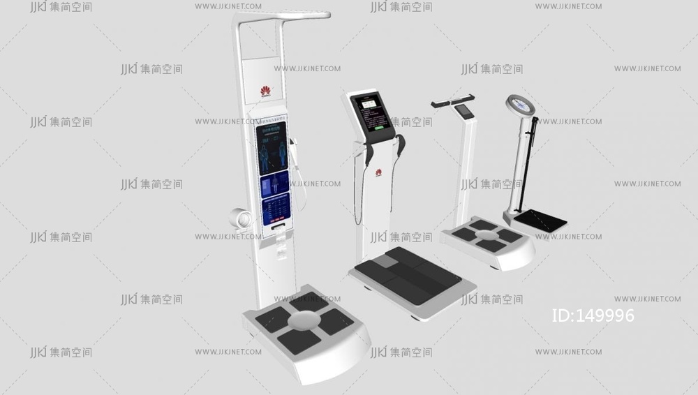 03-医疗器材_现代医疗器材_体重仪_体侧仪_身高测量器su模型