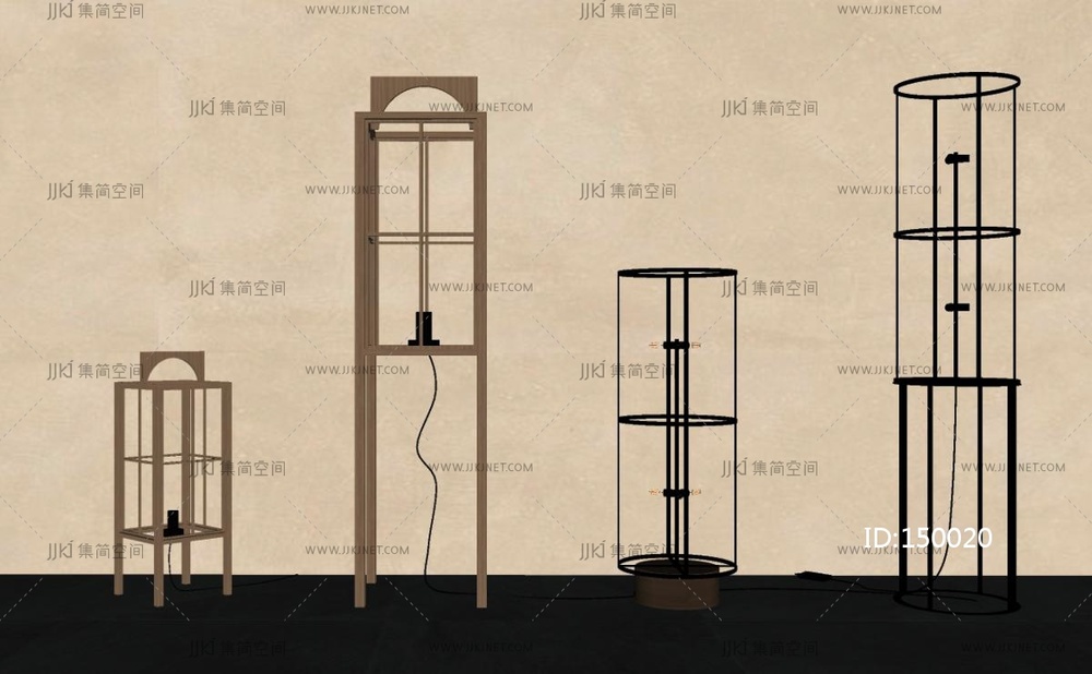 新中式落地灯_新中式落地灯SU模型