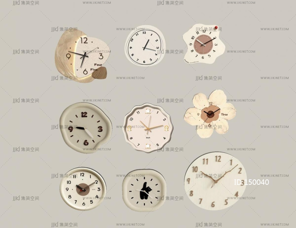 现代钟表_现代挂钟组合_钟SU模型