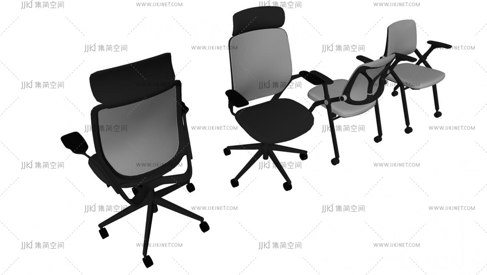 06-现代办公椅_布椅_办公椅_职员椅，培训教室椅子，发布会椅子su模型