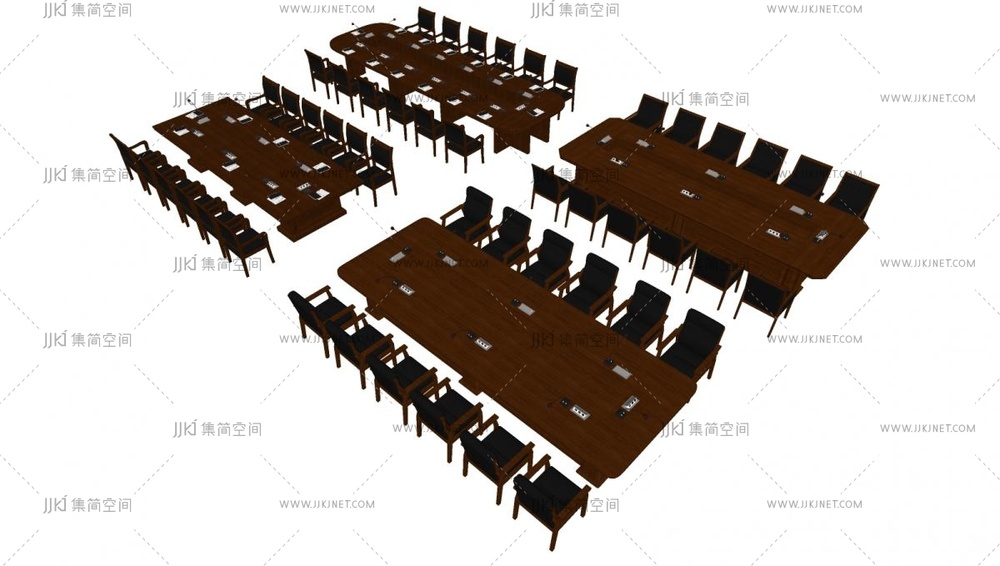 08-现代会议桌_党政机关单位_会议桌椅组合_洽谈桌椅_长条桌椅_办公桌椅su模型