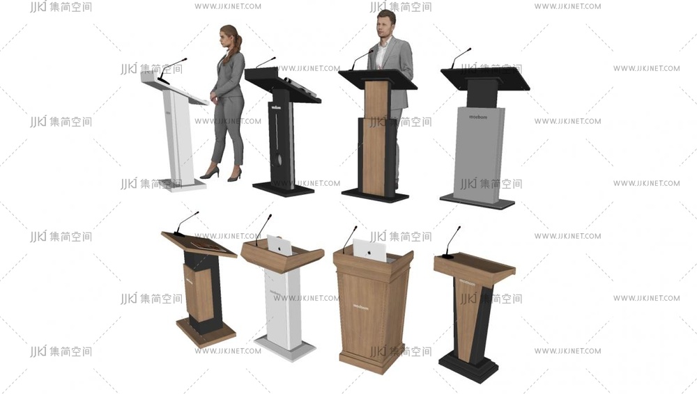 10-现代讲台_讲桌_演讲台_主持台_讲台桌_话筒_人_颁奖台su模型