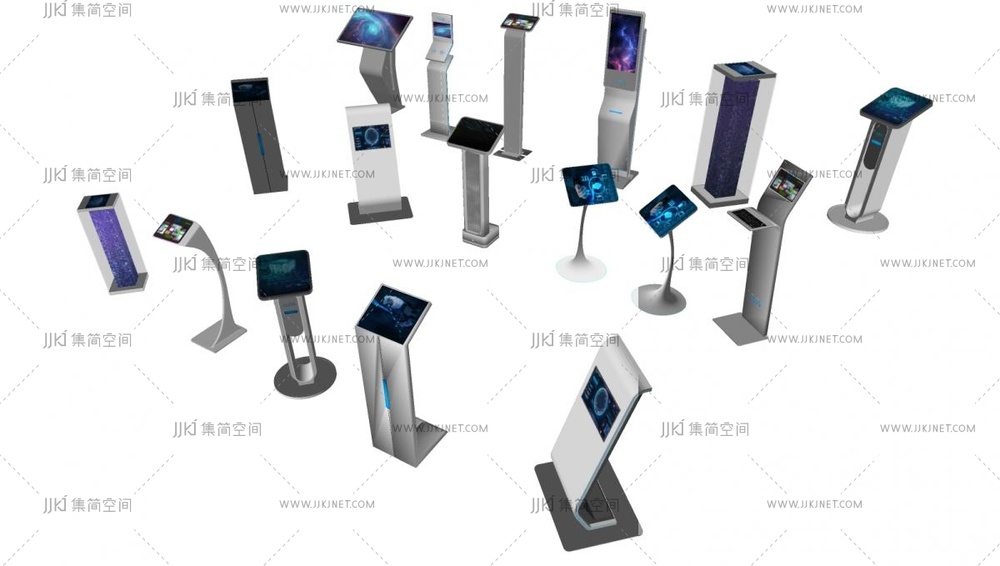 13-现代科技触控一体机_广告机_落地一体机_查询机_展厅展机多媒体查询机智能su模型