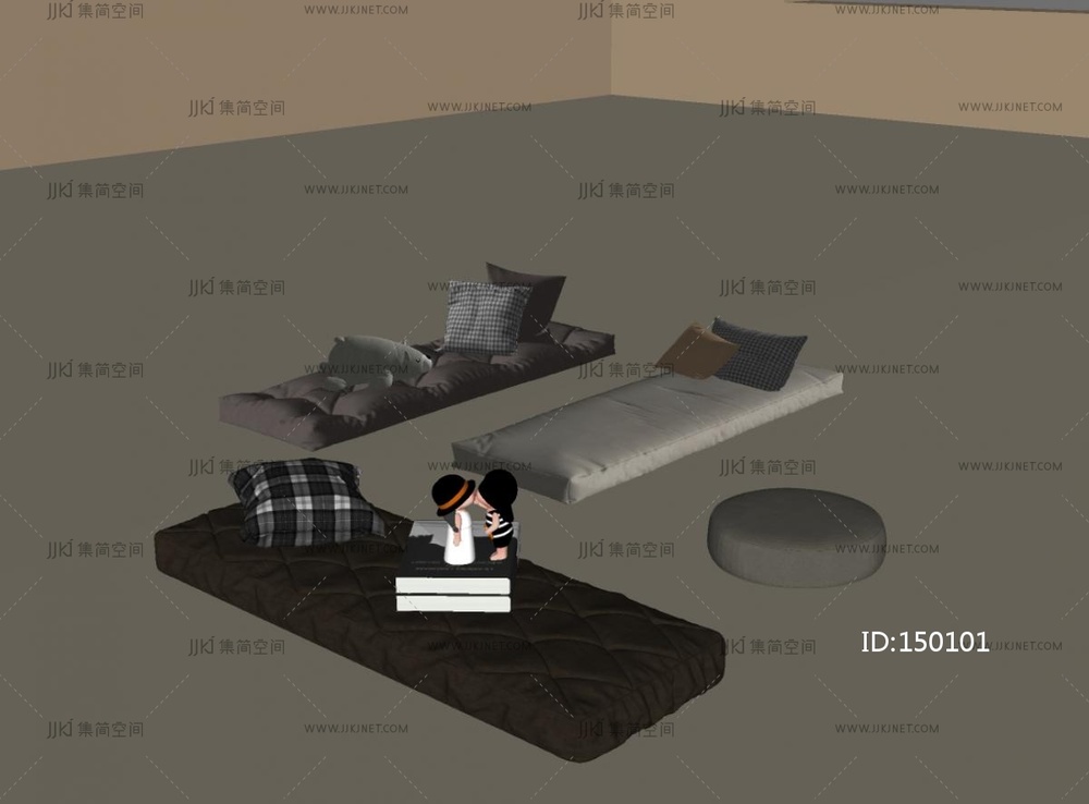 现代坐垫_现代飘窗坐垫SU模型