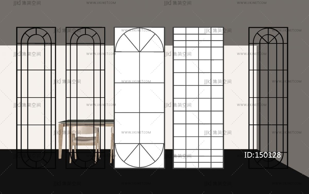 法式隔断_法式隔断_玄关隔断SU模型