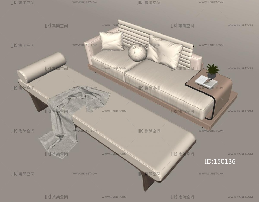 现代贵妃椅_现代贵妃榻_贵妃椅_美人靠SU模型