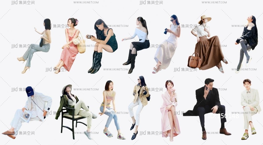 人物组合，多人，坐姿人物SU模型