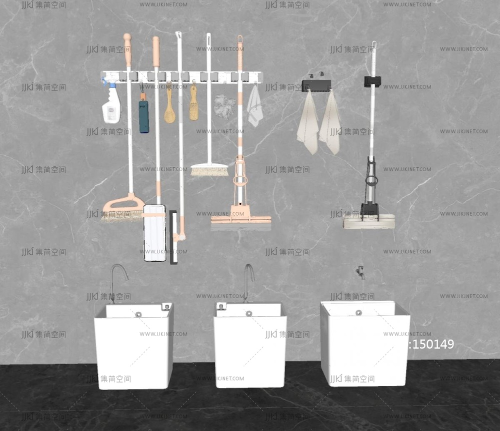 拖把池_阳台拖把池_拖布池_台盆拖把盆_卫浴洁具_拖布槽SU模型