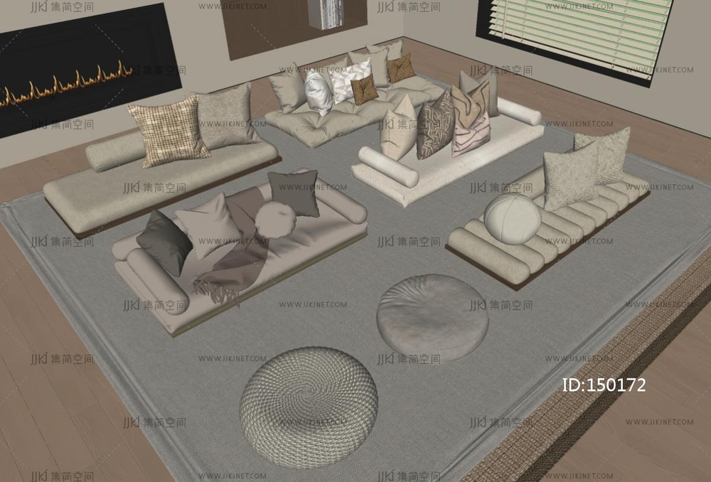 现代坐垫_现代坐垫飘窗垫_沙发垫蒲团_软垫抱枕SU模型