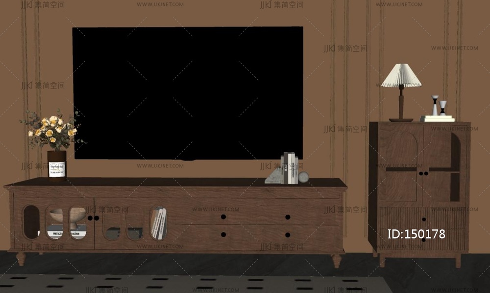 法式中古电视柜_法式中古风电视柜_角几SU模型