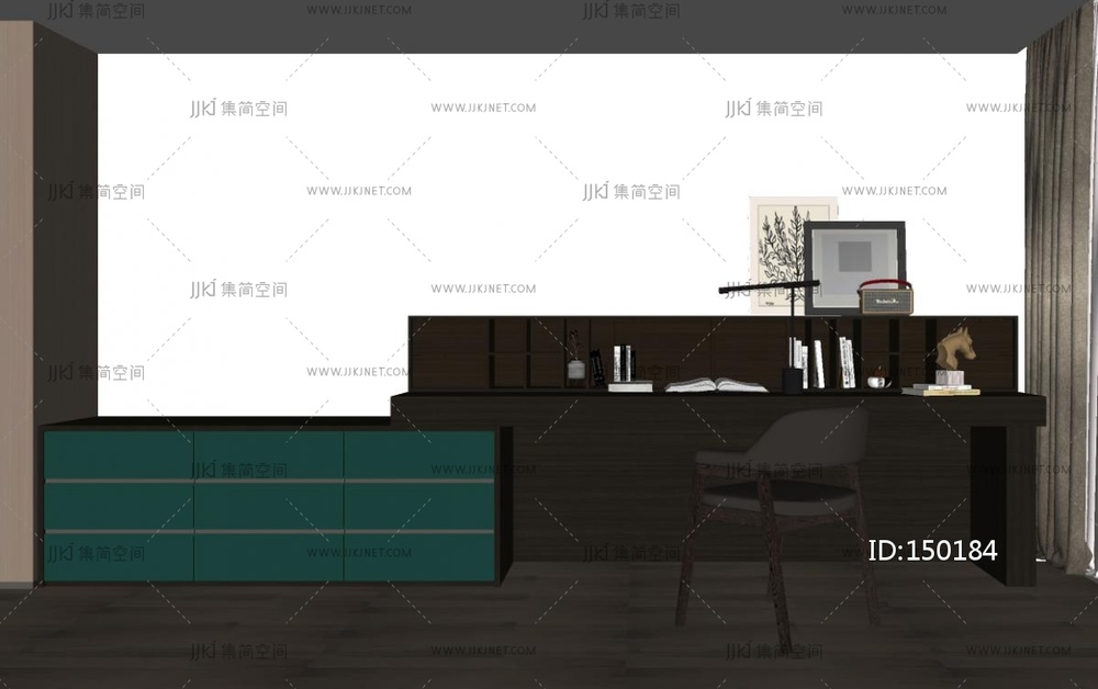 现代书桌椅组合SU模型