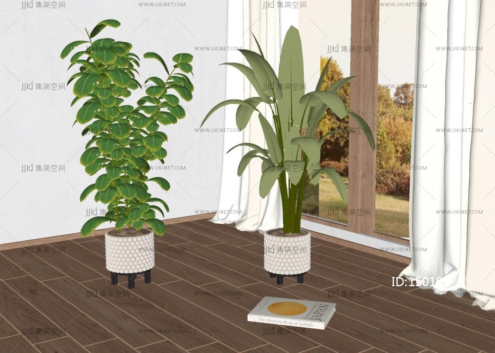 盆栽_现代植物盆栽SU模型
