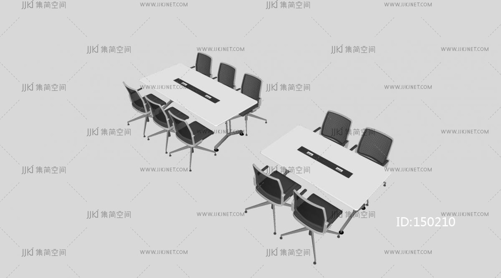 09-现代会议桌椅，小会议室，SU模型