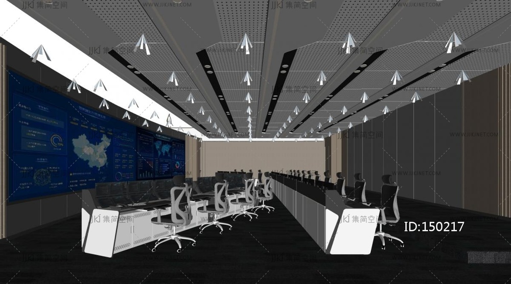 16-现代监控室_指挥控制中心SU模型