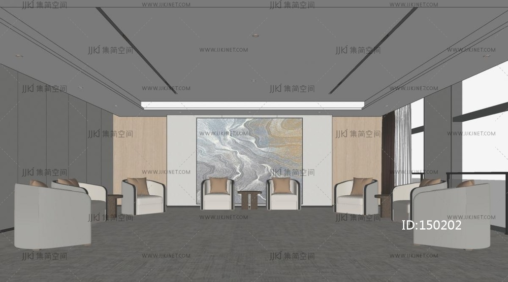 01-现代会客厅_贵宾接待室,SU模型