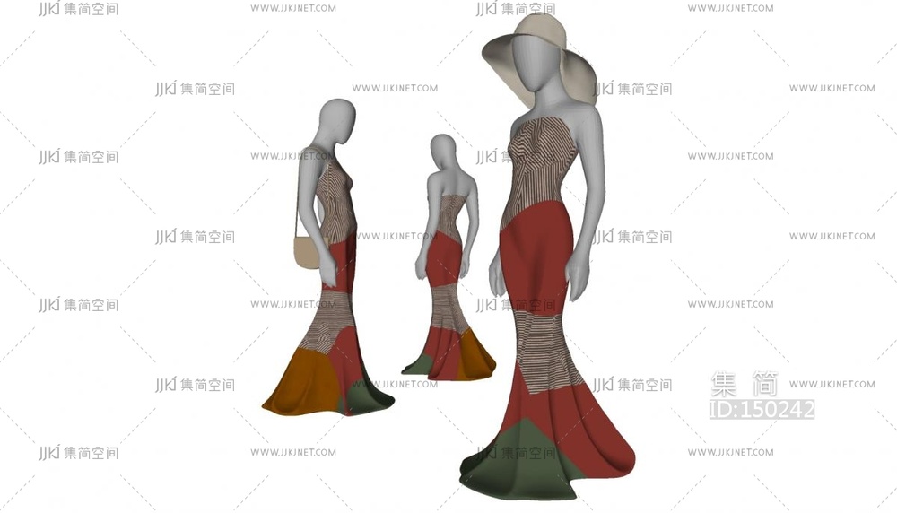 05-商展器材_现代民族风女装_服装模特_复古女装su模型