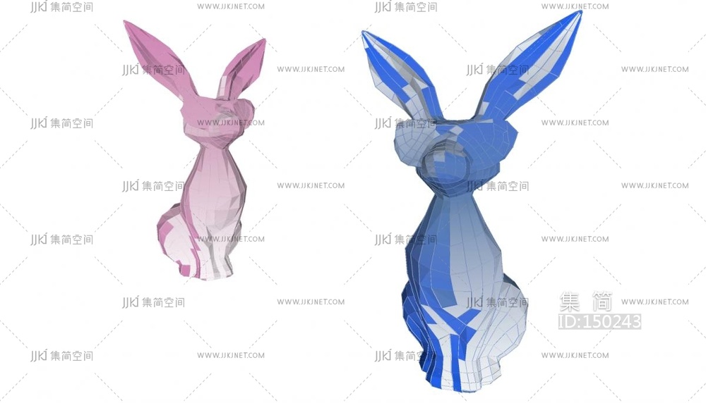 05-现代雕塑摆件_现代抽象兔子公仔_公仔_玩偶_动物雕塑_艺术雕塑su模型