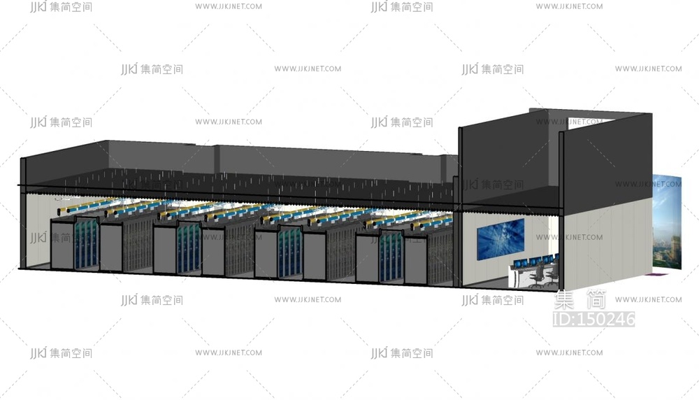08-现代机房，机房设备间su模型