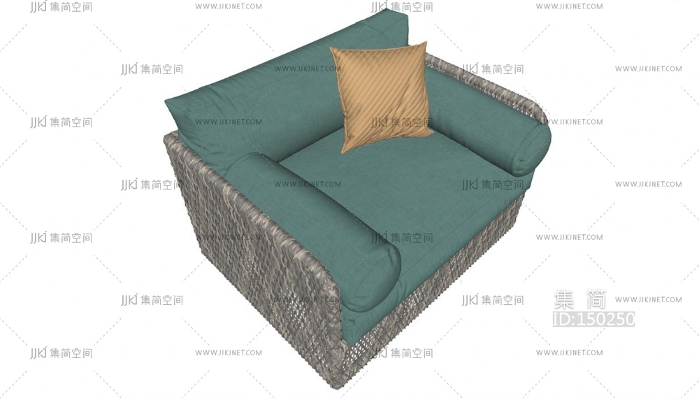 21-现代休闲椅，户外沙发单人沙发藤编编织沙发su模型