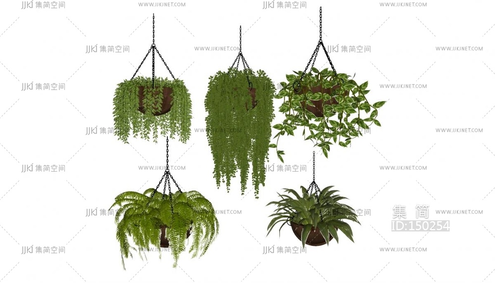 25-盆栽_悬挂植物盆绿植吊篮吊装植物栽su模型 (2)
