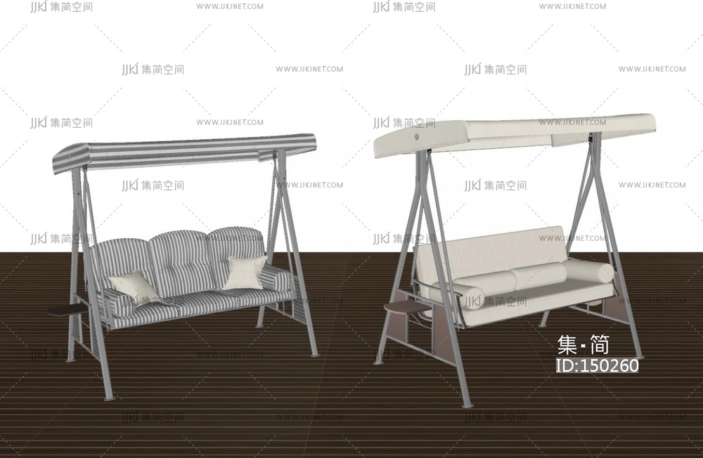 现代吊椅_木吊椅_户外秋千椅SU模型