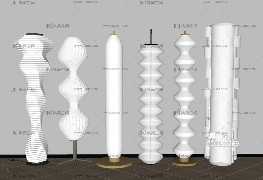现代奶油落地灯_奶油落地灯_落日灯_钓鱼灯SU模型