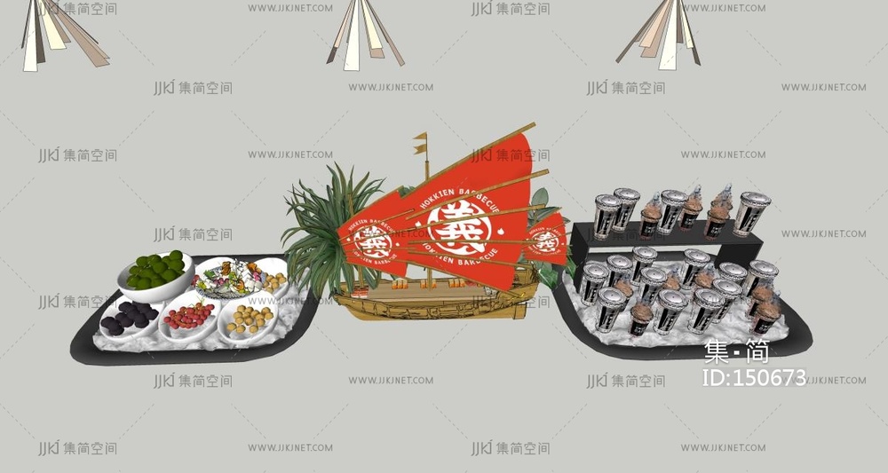 帆船菜品摆件