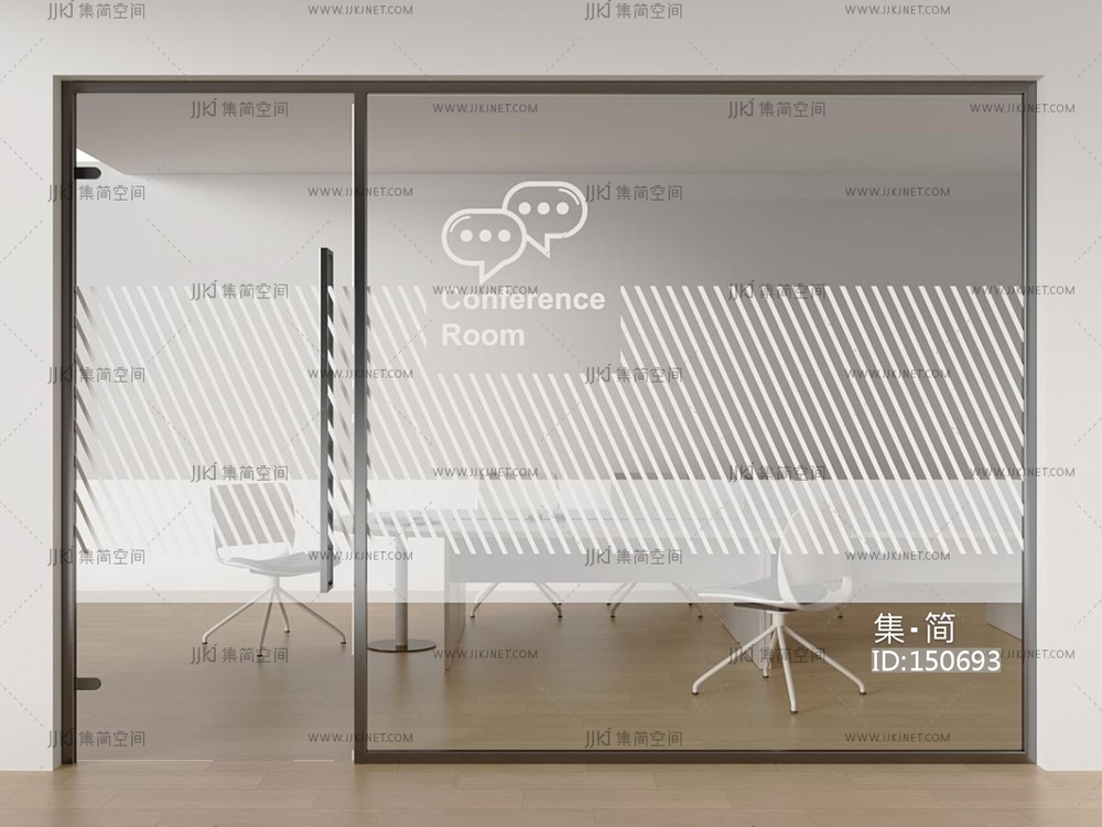 现代办公玻璃门_玻璃门_磨砂门_单开门_单开玻璃门_会议室_玻璃隔断