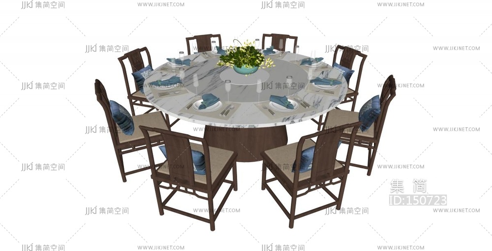 新中式餐桌椅组合