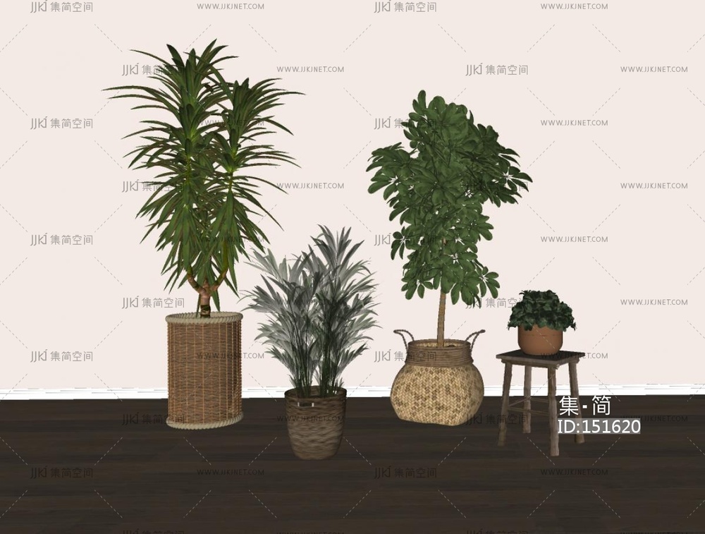家居植物盆栽SU模型