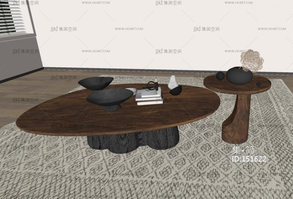 新中式茶几SU模型