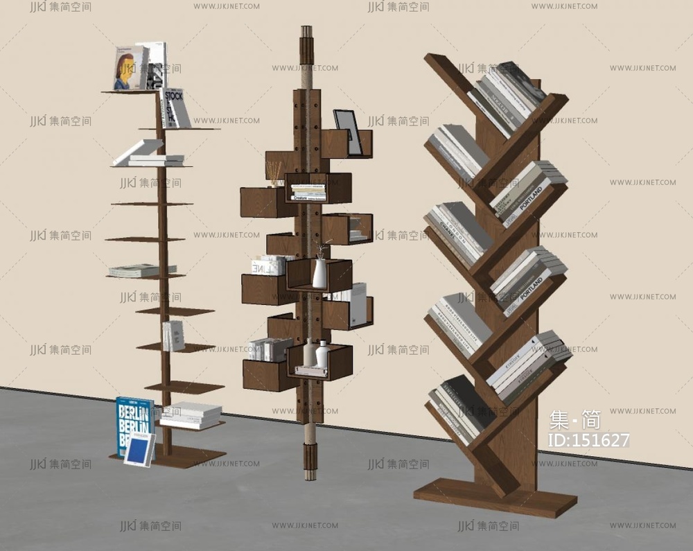 中古侘寂书架SU模型