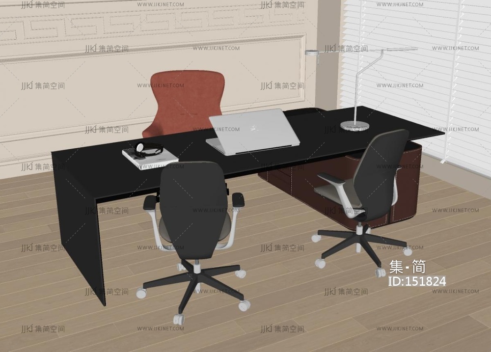 现代办公桌椅_老板办公桌椅_办公椅SU模型